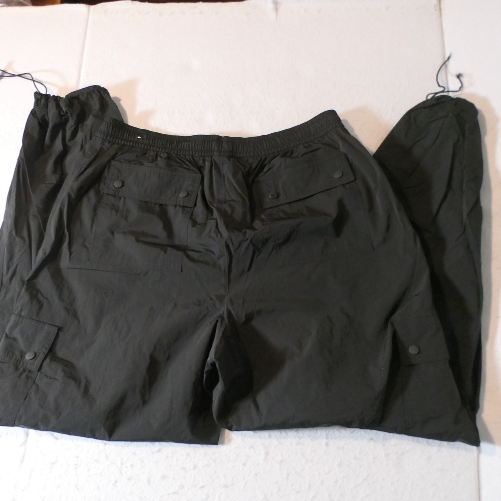 PINK Victoria's Secret Women Parachute Pants L Black Cargo Streetwear 415161-QC5